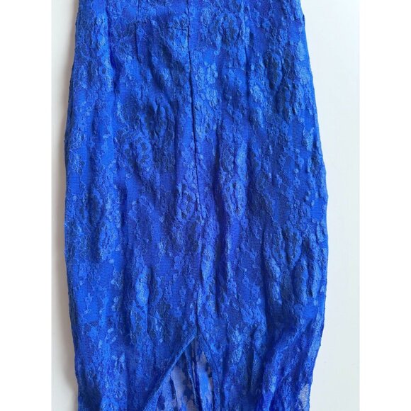 Vintage 00's LE CHATEAU Royal Blue Stretch Lace Fish Tail Maxi Dress, Size XS - Picture 7 of 12